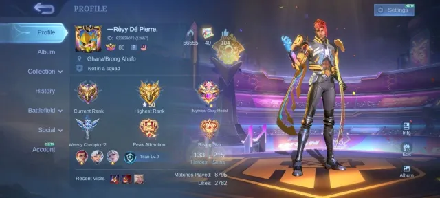🔥Collector Natalia champion Brody EPIC Lunox Khaled Carmila Moskov Roger Hero emblem Max, Продажа, Ранг: Мифический, Уровень: 86, Процент побед: 48%, Герои: 133, Облики: 215