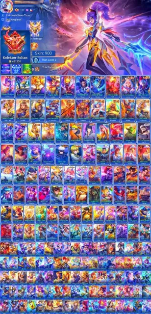 🔥Fanny Legend🔥💎Collector (10)💎🔴Valentine/Kishin⭐️AOT Yin & Fanny⭐️💎Hunter Harith & Julian💎, Sale, Rank: Mythic, Level: 109, Winrate: 53%, Heroes: 133, Skins: 900