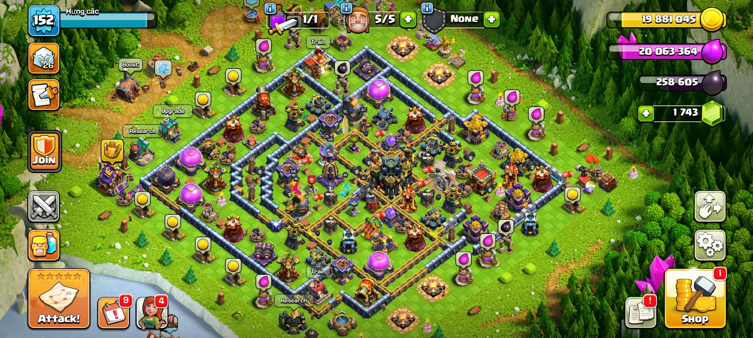 TH 17 👑Dragon Statue✨STRONG LEVEL EVERYTHING👑(BK60,AQ48,MN52,GW48,RC41)🔰1740+ Gems🔰152 XP, 17 TH Main Village, 9 TH Builder