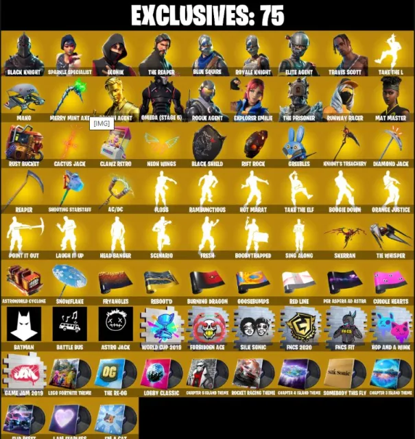 Mail change | 176 skins | Black Knight + IKONIK + Travis Scott + Merry Mint Axe + Omega (Stage 5, Sale, skins 176