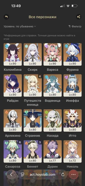 Leveled account Raiden, Nicol, Durin, Varesa, Columbina, Furina, Traveler, Ineffp, Harlequin, etc., Any platform, Email linked, Lumine, Leveled, AR 57, Event 14, Standard 3