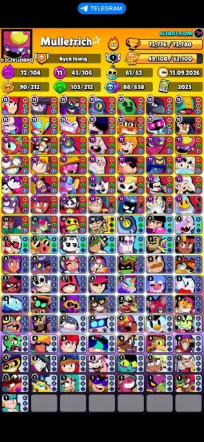 IDEAL ACCOUNT FOR BASE❤️2MASTER❤️🔥7MASTERS🤪, 73000 trophies, 105 brawlers