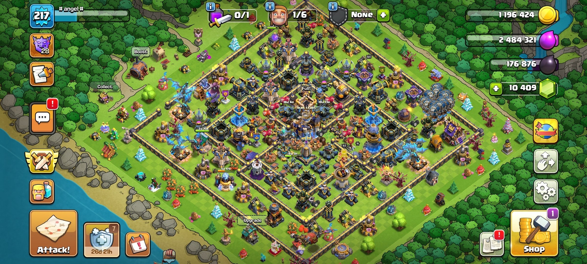 Townhall 18🔥10409 Gem💎Queen 101🎃King 93👑28 Dragon🎇, 18 TH Main Village, 10 TH Builder