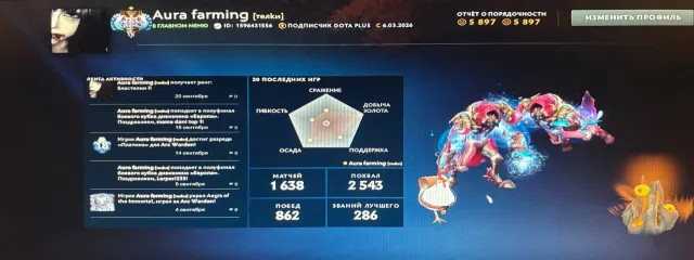 Bon compte pour base, Vente, 3848 MMR, 5879 intégrité, 5879 politesse, 1638 matchs, 2300 heures