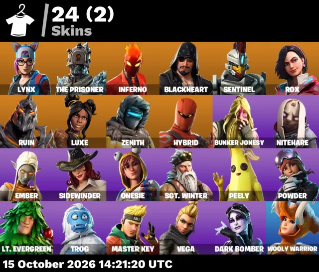 🚀 【FORTNITE】 ✨ Take The Elf, Lynx, The Prisoner, Inferno ✨ 24 skins | 416 lvl | 150 V-Bucks, Sale, skins 24