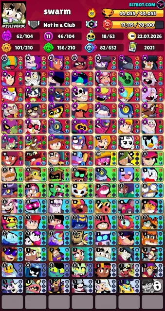 🤩GREAT ACCOUNT🤩 104/104 CHARACTERS🤤LOTS OF SKINS🥵, trophies 40000, brawlers 104, primes 7
