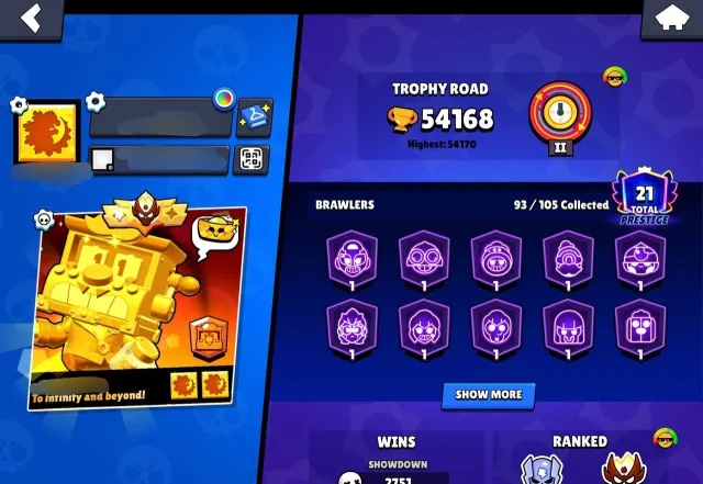 54K‼️27+ 11 POWER‼️3 BP+‼️DOUBLE MASTER 2024‼️220+ SKINS‼️CHECK DESCRIPTION, 54170 trophies, 93 brawlers, 21 primes