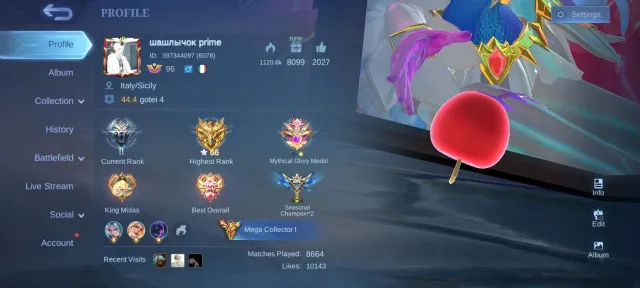 🚨🔴ACCOUNT FOR MAIN GOOD SKINS GOOD WINRATES🚨🔴BEAUTIFUL ACCOUN CARD🔴, Sale, Rank: Master, Level: 196, Winrate: 63%, Heroes: 133, Skins: 614