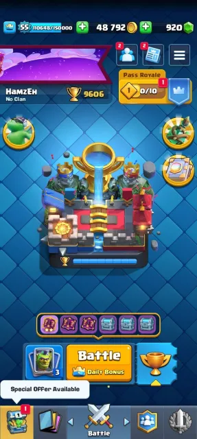 👑 KT 15 •⚜️LV 55 •🧬9 Evolution/63 Lv14/6 Lv15🏆 9600 Trophies • 🃏 120/121Cards •Instant Delivery, 24 арена, 55 уровень, 9600 кубков, 120 карт, Есть