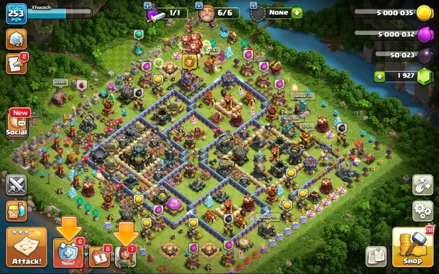 17 TH | 253 LVL | 97/96/82/73/50 | 1900 gems + full equipment, 17 TH Home Village, 10 TH Builder