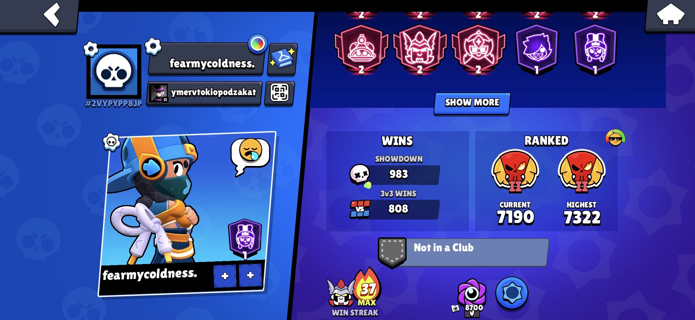 good acc to push tropies, trophies 18000, brawlers 49, primes 18