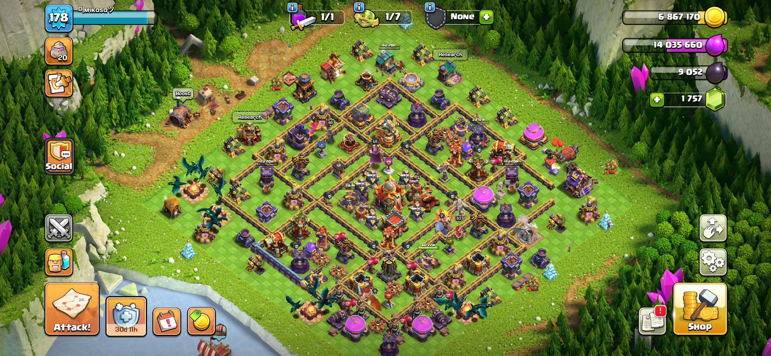 🧶TH 16 ~🧶~ 84-93-45-59-40-12 ||🚨13 EQUIPMENTS🚨|| 6️⃣ Builders👷|| ✔️1584 CWL medals 🥇 ||Heros skins 🦸, 16 TH Main Village