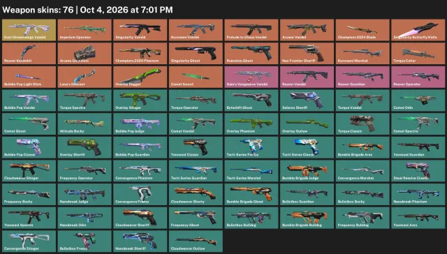 72 скина 2024 Champions , набор Arcane набор Singularity 2.0 керамбит жнец Куронами вандал, Продажа, Под калибровку, Агентов: 27, Скинов: 76