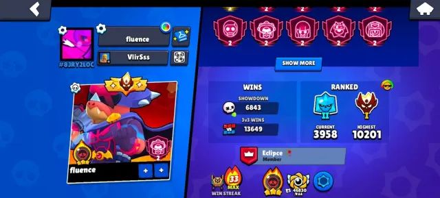 ⚜️ 10201 ELO | 3 PRIME NORI | 81-11 POWERS💎, trophies 112105, brawlers 105, primes 84
