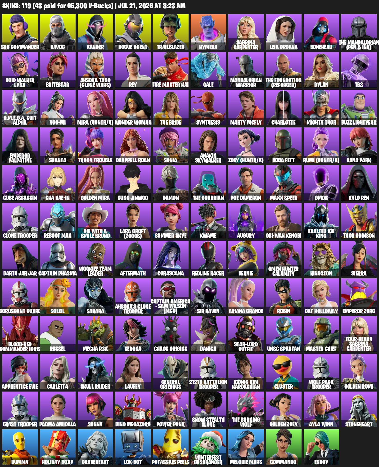🟢120 SKINS 🟢❤️🩹JUST YOURS❤️🩹 🔥KIM KARDASHIAN🔥SABRINA CARPENTER🔥 💎MAIL💎🕐AUTO-PICKUP🕐, Sale, skins 120