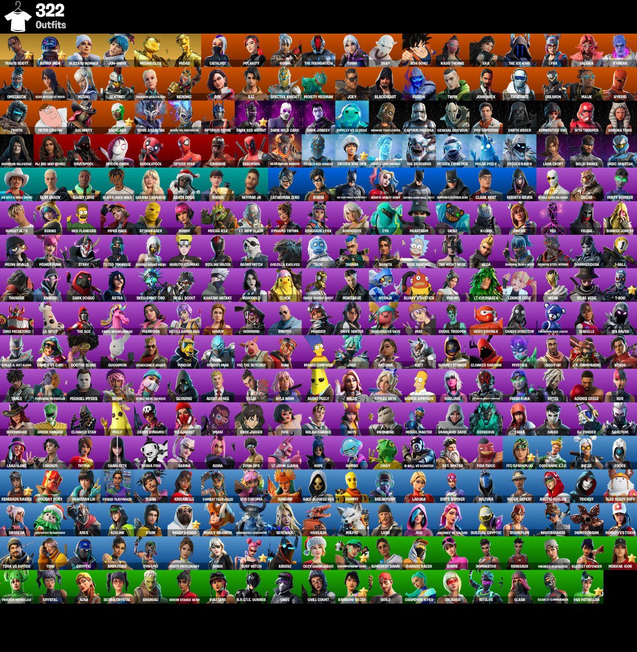 [PC/NS/XBOX] 322 SKINS | Travis Scott | Astro Jack | Blizzard Bomber | Jun-Hwan | Meowscles, Sale, skins 322