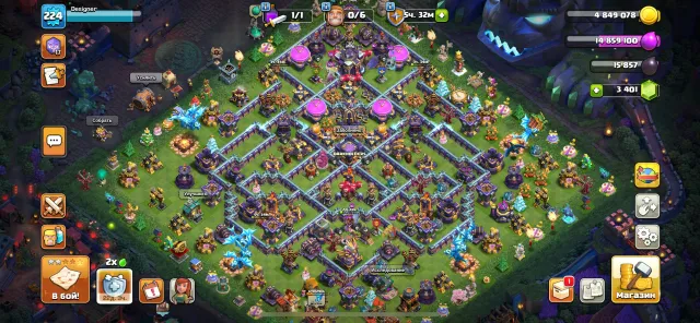 15TH - 99% FULL 225 LVL, DONATED DECORATIONS AND SKINS, 3400 GEMS, 1047 CWL MEDALS, 15 TH Home Village, 10 TH Builder Base
