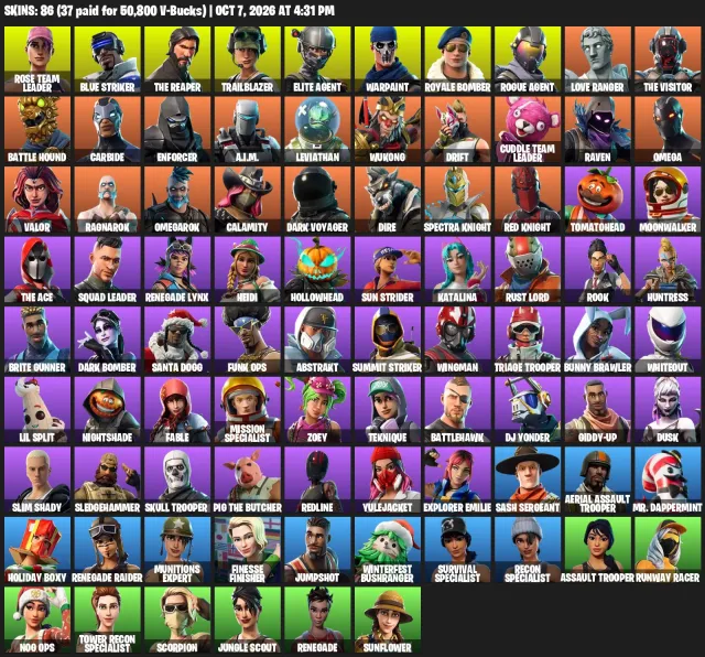 🔥 FORTNITE OG | Renegade Raider + Aerial Assault Trooper + The Reaper | 86 skins AUTO-ISSUE, Sale, skins 86