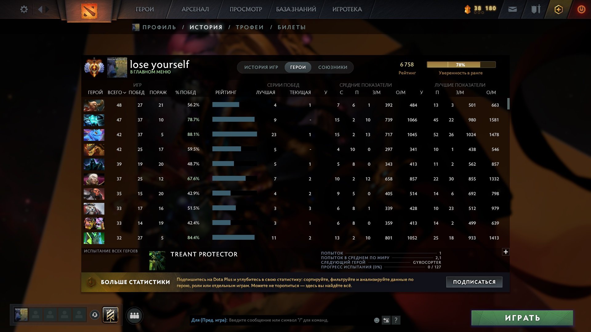 MAINPOOL 🔵 6758 MMR 🔵 11000 INTEGRITY 🔵 FIRST MAIL, Sale, 6758 MMR, 11978 Behavior score, 10953 вежливости, 734 games, 690 hours