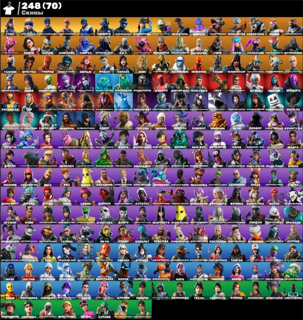 248 Skins | Glow/Glow | Farm PVE/Farm PVE | You'll laugh | Amplitude of the future | Tryhard/eSports, Sale, skins 248