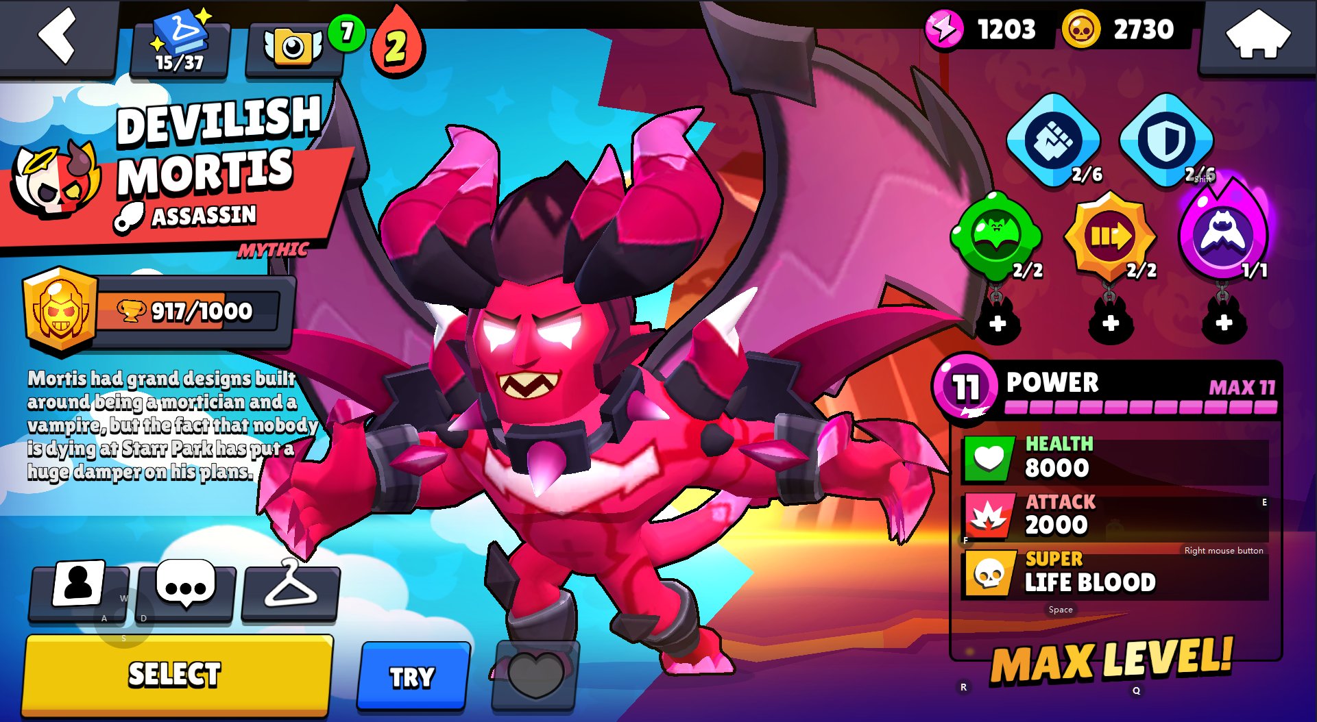 (33 - ☄️11 Power Level☄️) Gold skin for Emz and Doug 🟡 10k 3v3 wins, trophies 42700, brawlers 88, primes 5