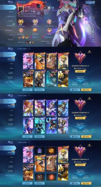 🔥 Legendary Freya, Naruto Lucas, Minato Gossen, Collector Grock Natalia, Transformer, Sale, Rank: Mythical Immortal, Level: 99, Win Rate: 55%, Heroes: 133, Skins: 395
