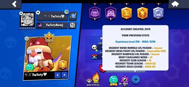 Account in Brawl at a low price, old, 40609 trophies, 88 brawlers, 7 primes