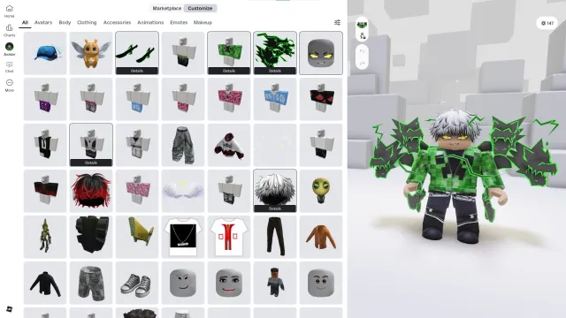 [VOICE CHAT / VC] 147 Robux Balance + Stacked Account with Many Skins, Sale, Voice chat: Yes