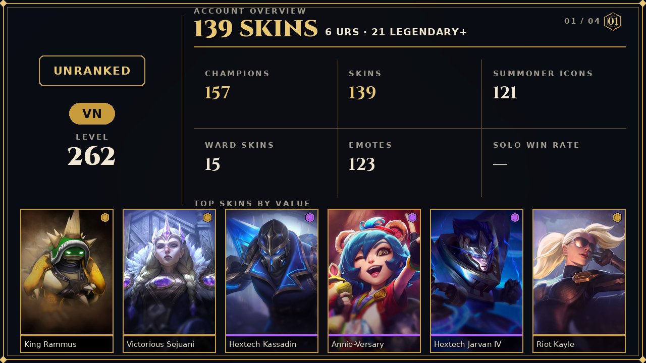 🌸139 skins + 157 champions🎀310 BE🎀King Rammus🎀Victorious Sejuani🎀Hextech Kassadin🎀Hextech Jarvan IV, Sale, champions 157, skins 139, Unranked