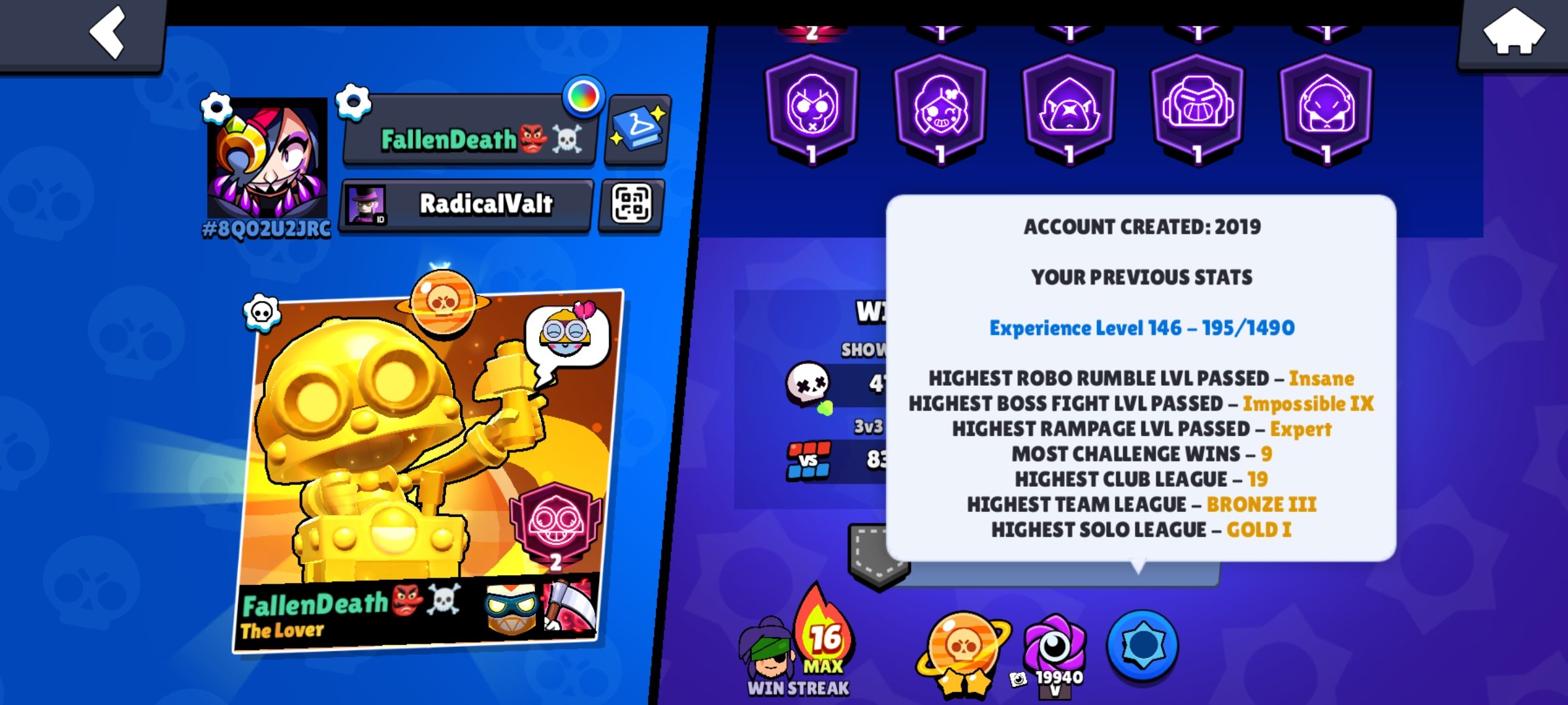 🏆𝟔𝟎𝟎𝟎𝟎🏆🎀PLANKTON🎀🀄GAMER BIBI🀄🎀CORSAIR COLT + CARL🎀🏅PORCELAIN SURGE🏅⚔️50 x 11 POW⚔️, trophies 60347, brawlers 102, primes 20