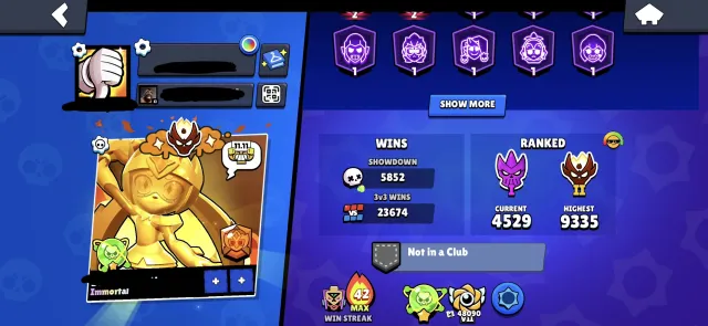 ⎛⎝🐬111K🐬⎠⎞ 🌺108-11X【🐙2 MASTER🌺]【🐙3-OLD BP🌺] 【🐙FULL BUFFY🌺]【👽ALIEN FAME👽], 111111 trophies, 108 brawlers, 74 primes