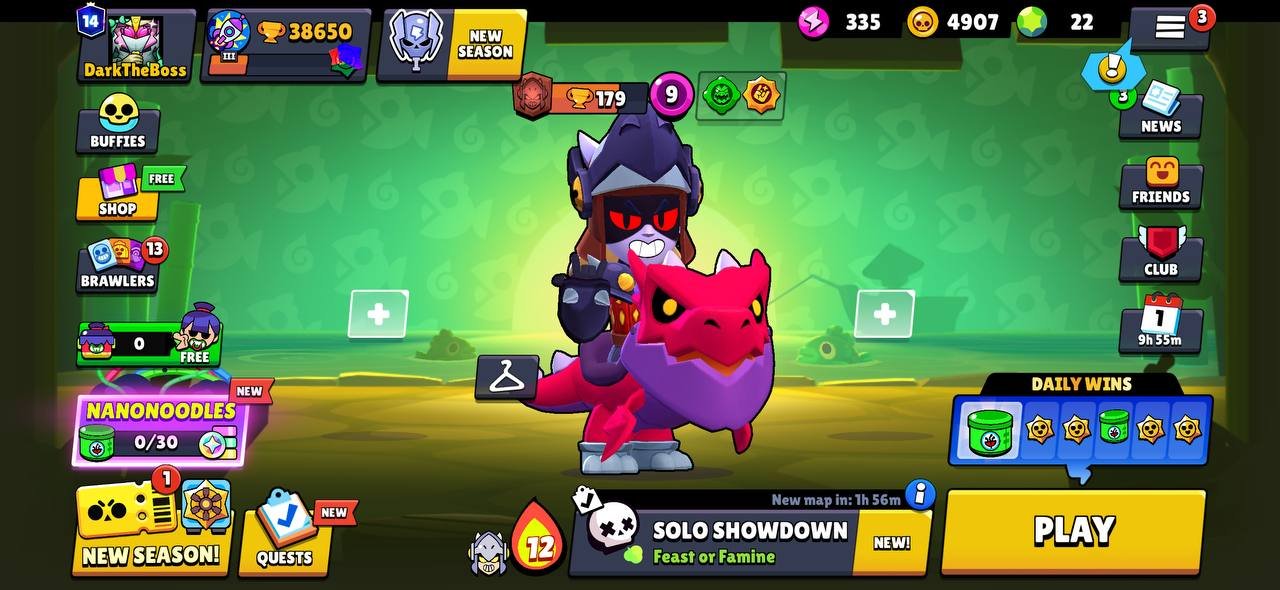 38k 🏆, Hoot Hoot Shelly, 87 Brawlers + Sirius, 11 Legendaries, 28 11 + 24 Hypercharges, 200 skins, trophies 38000, brawlers 87, primes 14