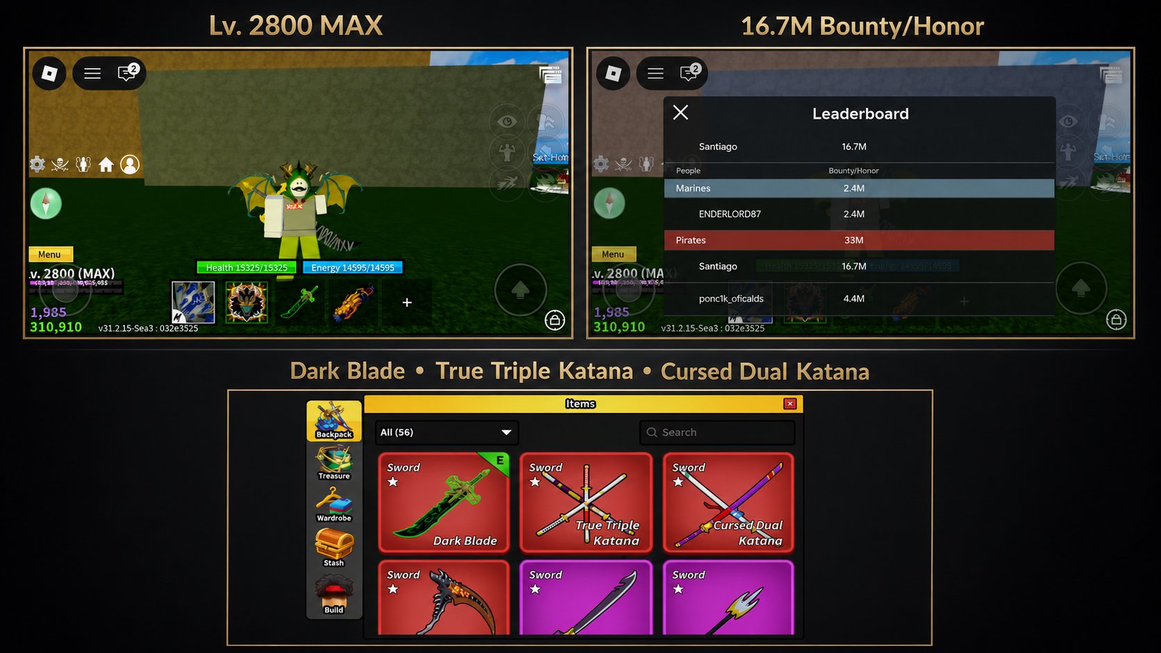 🌸 Perm Dragon + Dough | Dark Blade | +1 Storage (4x) | Lv.2800 ✨, Sale, Voice chat: Yes