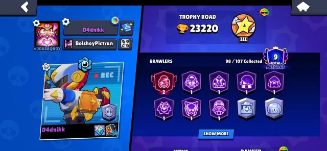 💎 TOP ACCOUNT FOR YOUR MONEY ⚡ | 500 GEMS 💎 | DEVILISH MORTIS 😈 | 23k 🏆 | 98 BRAWLERS 💪 | 24×11 ⚡, 23220 trophies, 98 brawlers, 9 primes