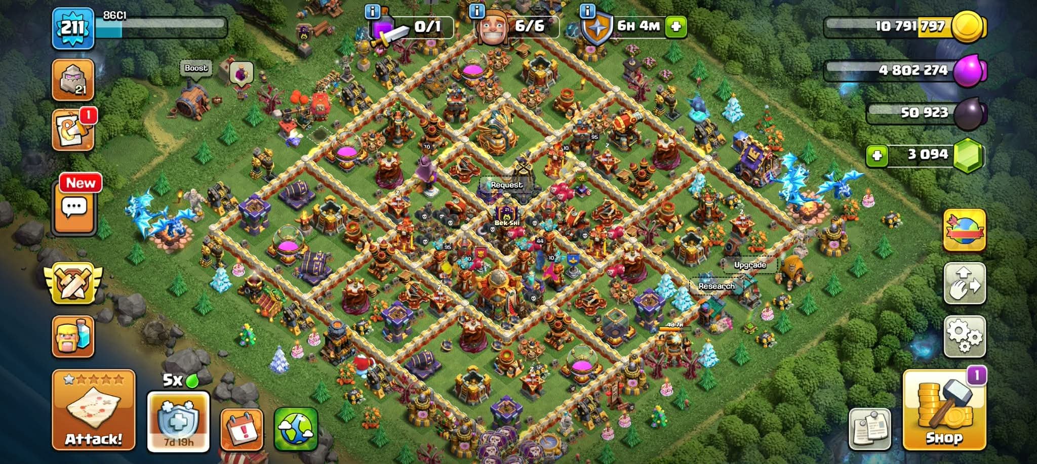 TH 16 Full Max | Nothing Left | 95-95-62-70-44-7 | 11x Epic Almost Max | 3K Gems, 16 TH Main Village, 10 TH Builder