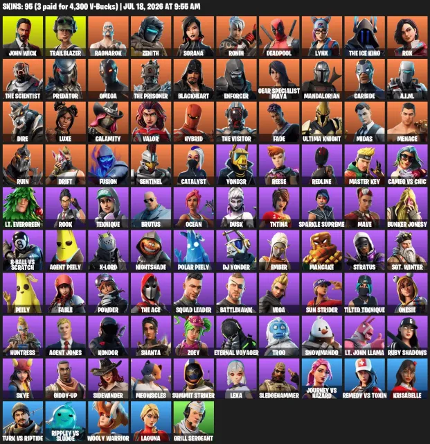 🔥 95 SKINS | GOLD MIDAS 👑 | TRAILBLAZER 🚀 | THE ICE KING ❄️ | DIRE 🐺 | RONIN ⚔️ | EMAIL CHANGEABLE 📧, Sale, skins 95