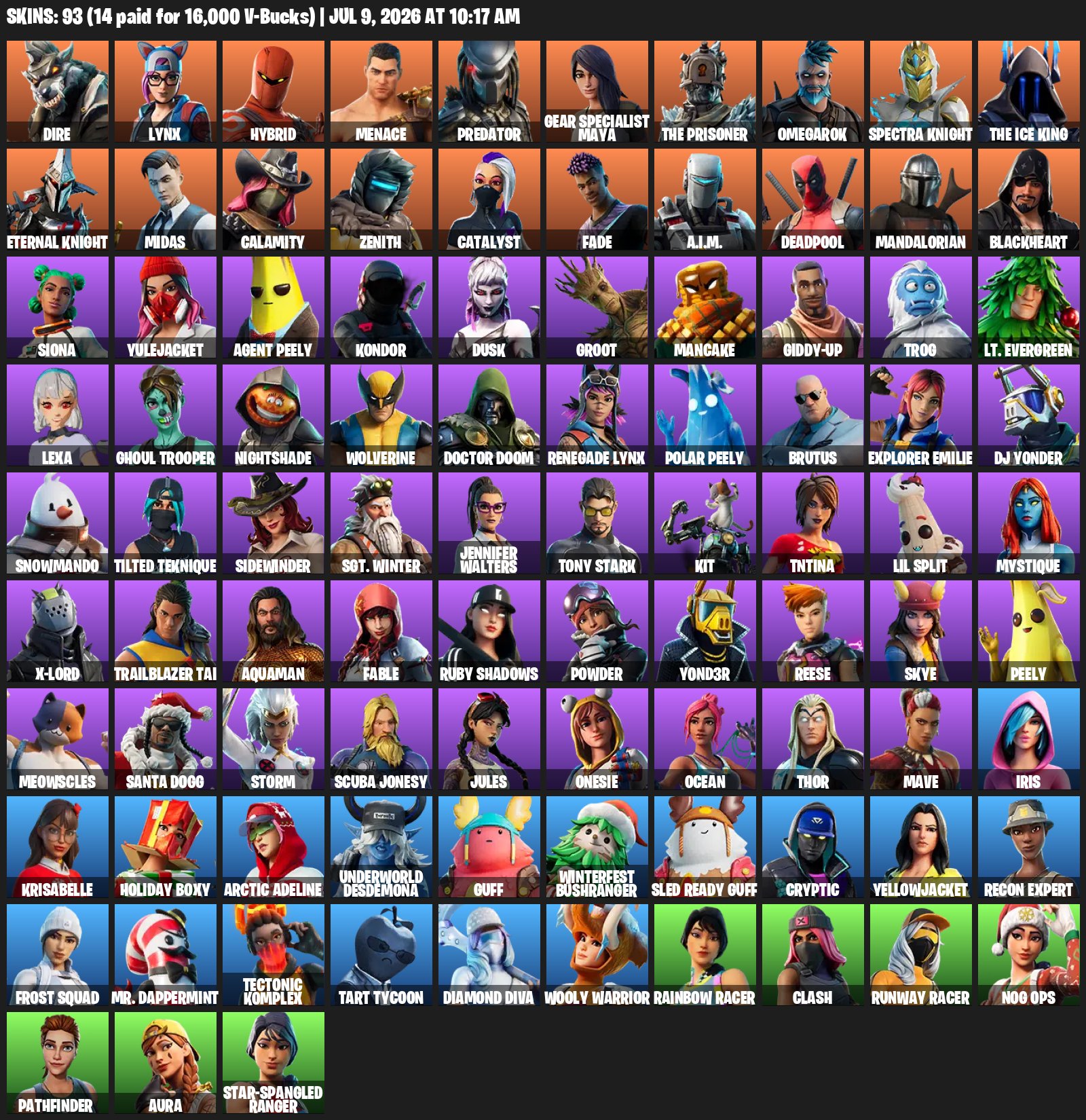 🔆FULL ACCESS🔆WARRANTY INACTIVITY ⚠️🔱Tony Stark⚜️Lynx (Old BP)〽️OLD BP🟡🔶(PSN)🔸🟨, Sale, skins 93