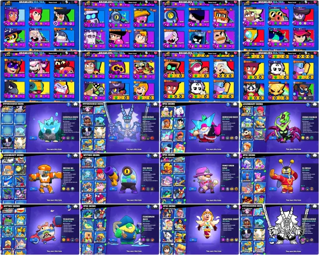 47k TROPHY + 44 MAX POWER + 35 HYPERCHARGED + BORN BAD BUZZ + KIZU KENJI, trophies 47000, brawlers 104, primes 13