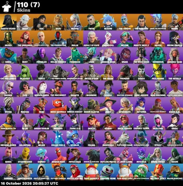 🦄 【FORTNITE】 🌸 Darth Vader, Snap, Era, Zeus, Mizuki, Twyn 🌸 110 скинов | 1597 ур. | 1750 V-Bucks, Продажа, скины 110