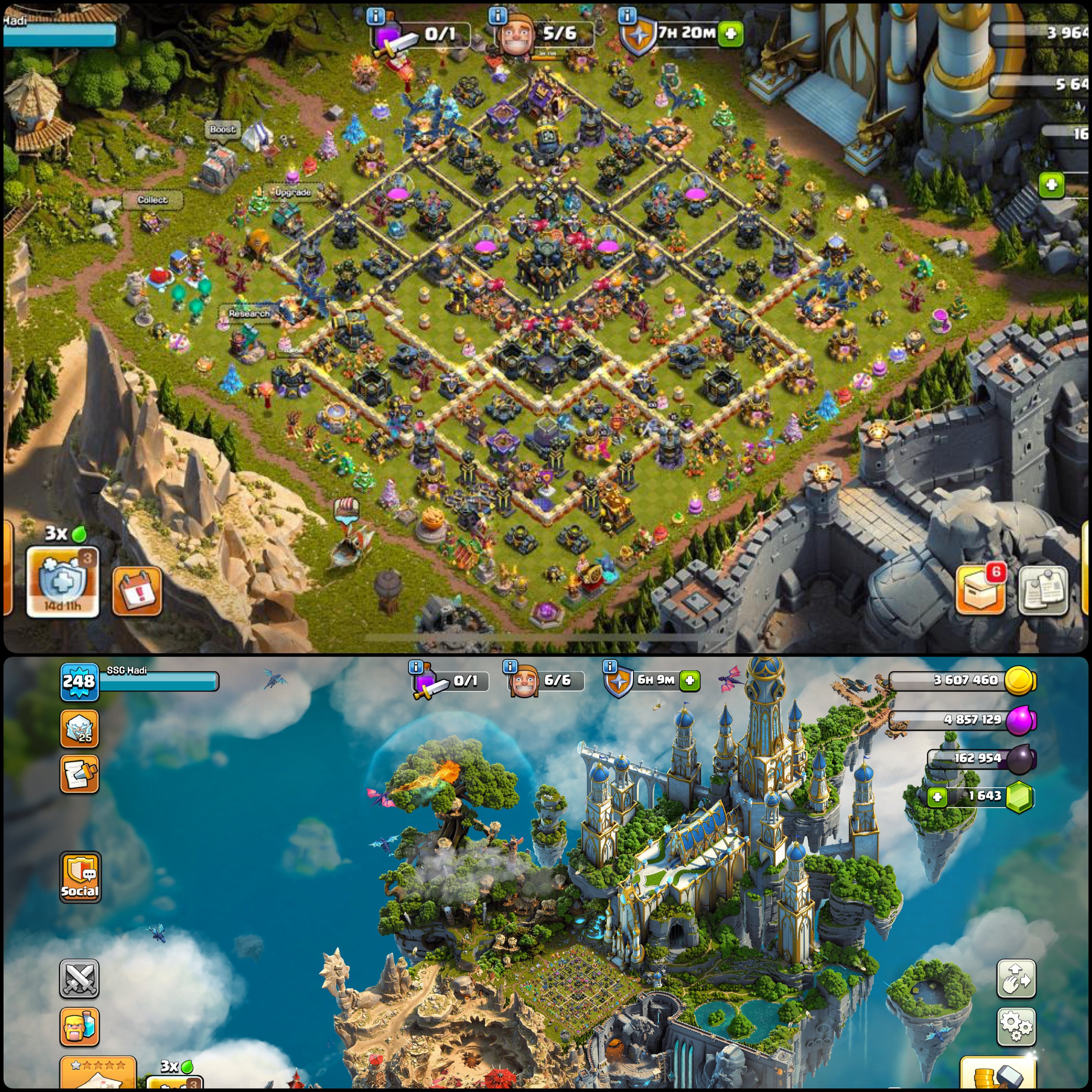 ✦ TH17 Full Max Def(248XP) ✦ Legendary Scenery (4Paid) ✦ 100/100/77/75/46 ✦ 10x High Epic ✦, 17 TH Main Village, 10 TH Builder