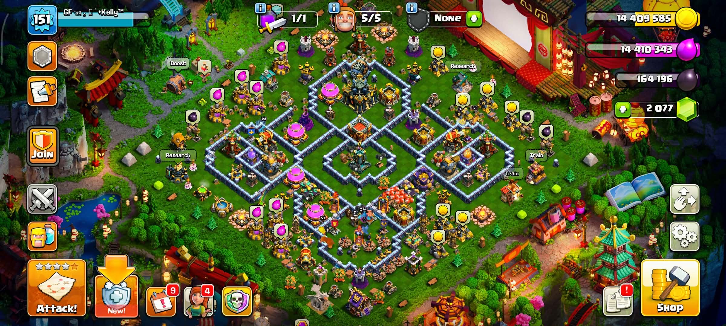 TH 17 👑Dragon Statue And Old Rock🔰STRONG LEVEL DEFENCE,STRONG HERO👑(BK59,AQ71,MN44,GW44,RC20)🔰, 17 TH Main Village, 9 TH Builder