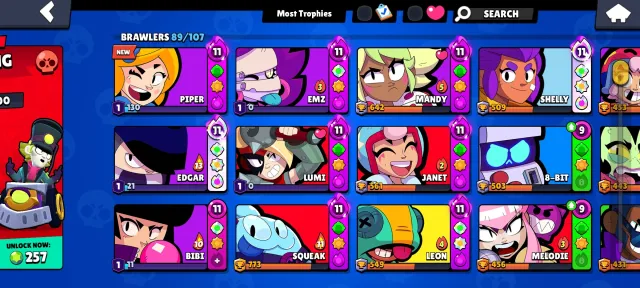 Selling Brawl Stars account because I don't play it! Not a scam!, 26748 trophies, 89 brawlers, 5 primes