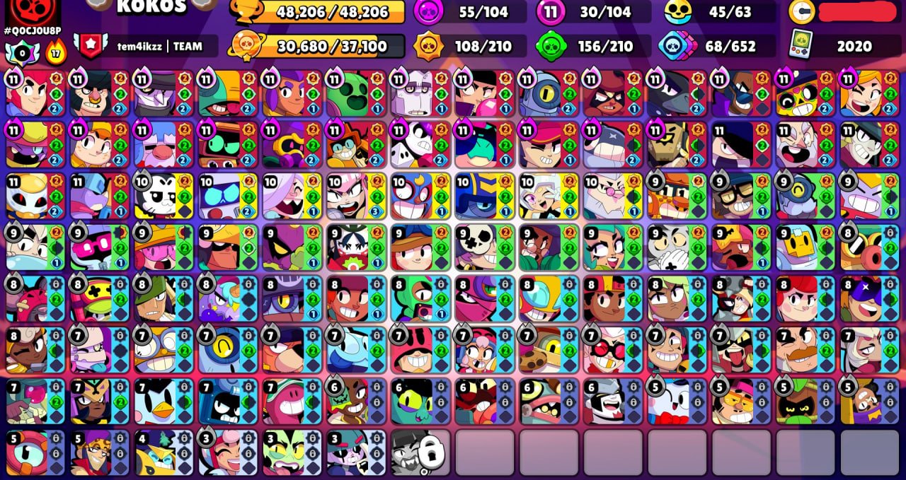 😍𝐵𝑃/𝑂𝐿𝐷 𝑆𝐾𝐼𝑁𝑆💎🏆𝟒𝟖𝟐𝟎𝟔 cups🏆🥊𝟏𝟎𝟒/𝟏𝟎𝟒 brawlers🥊🌈𝟑𝟑𝟔 skins ≈𝟑𝟒K gems🔥✅𝟑𝟎 x11 POWER✅, trophies 48206, brawlers 104, primes 15