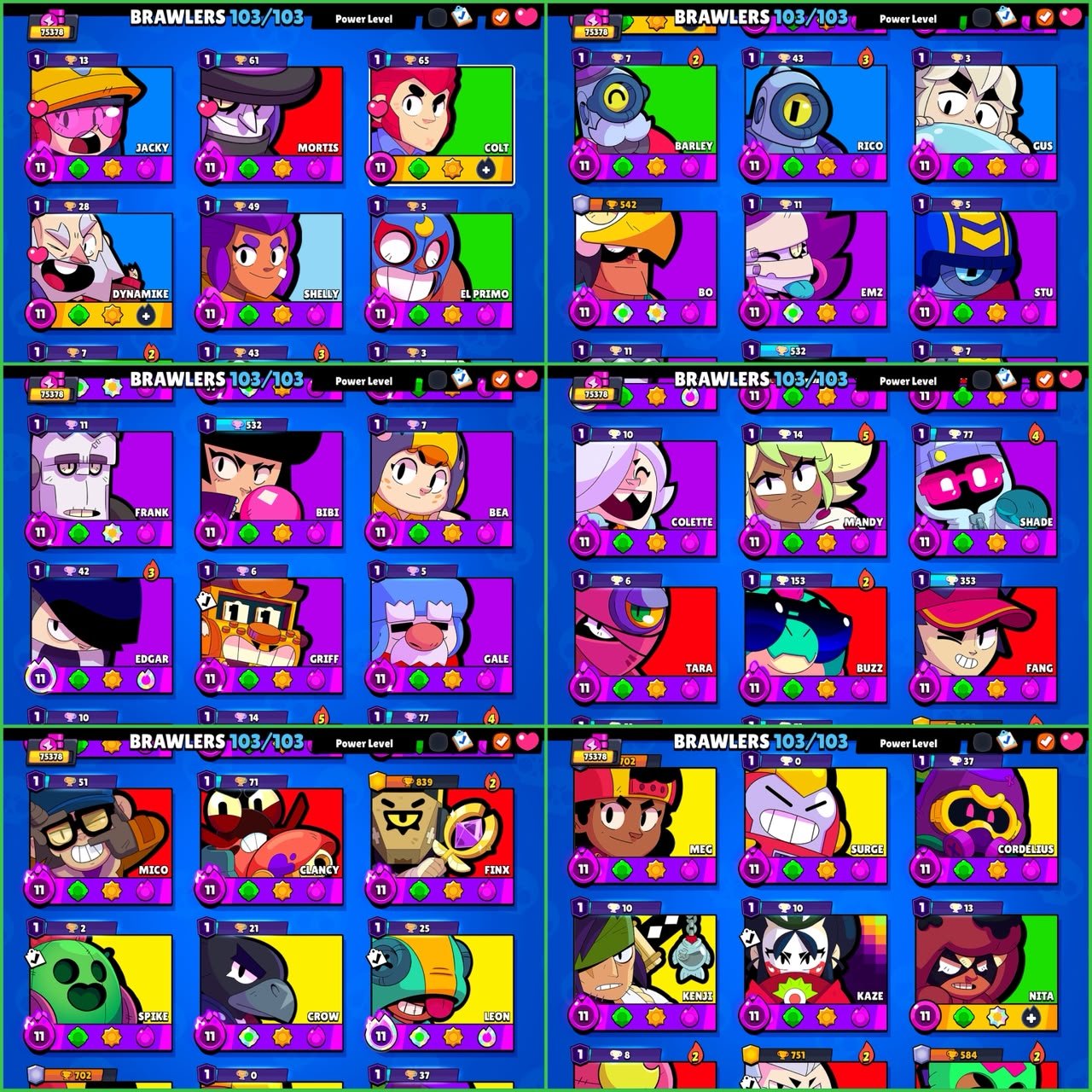 ▣ 75K Trophies ▣ All 103 Brawlers Unlocked ▣ 40x Maxed Brawlers ▣ 33 Hypercharged ▣ 341 Skins ▣, trophies 75000, brawlers 103