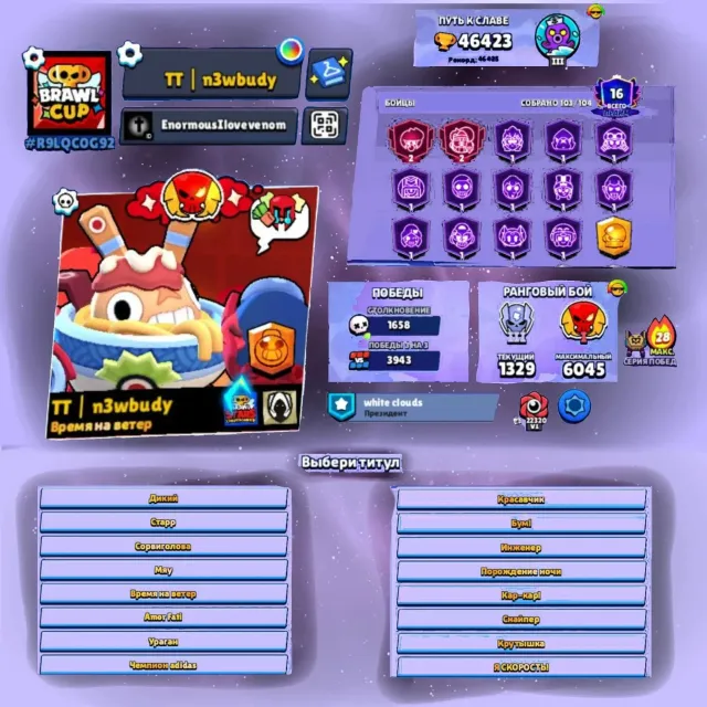 Top akaynt for its price, trophies 46423, brawlers 103, primes 16