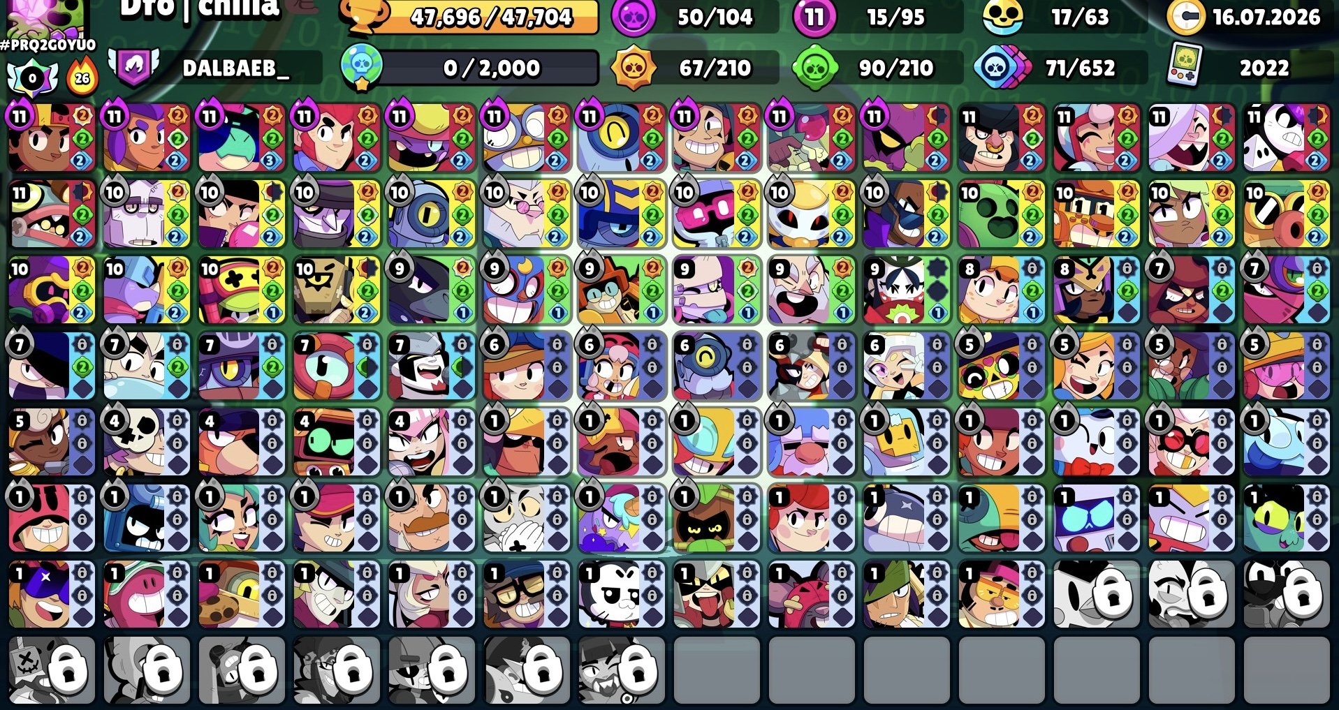 🔴AUTO DELIVERY🔴47700🏆95/104🔥15-11 STRENGTH🌈11 MYTH SKINS🌟4 LEG🔥4 HYPER💥MECH COLT🔴JUICY SKINS🔴, trophies 47700, brawlers 95, primes 34