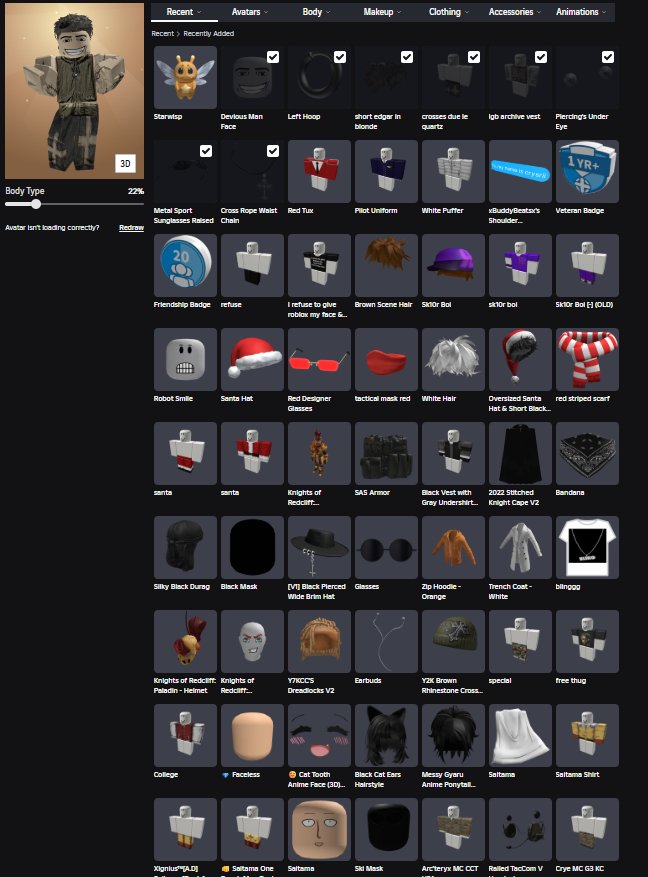 💸【ROBUX TOTAL 】💸 🌸 MEN'S🌸🖤 SKINS+ ACCESSES+ ANIMS < WITHOUT MAIL, Sale, Voice chat: No