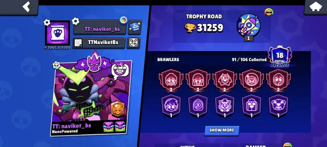 👻SELLING A JUICY BRAWL STARS ACCOUNT👻, 31500 trophies, 91 brawlers, 18 primes