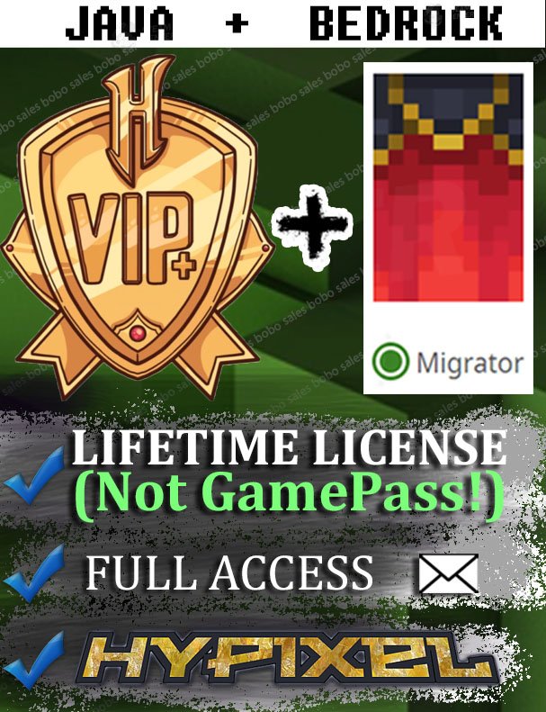 ⭐ Minecraft Java & Bedrock [VIP+ Rank Hypixel + Migrator cape] Account from 21.07.2021!, Sale