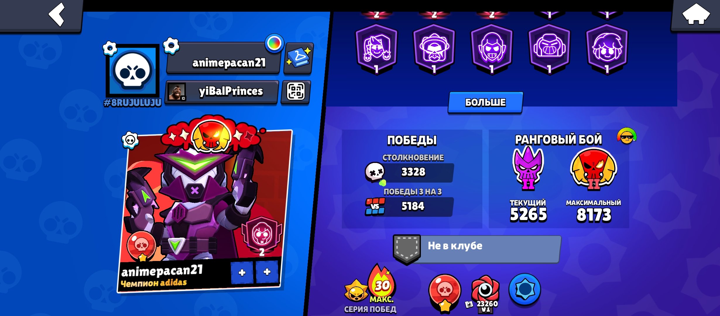🟢❇️✅🏆66018🏆 💚270 SKINS💚🔥30 Brawlers at Power 11🔥, trophies 66018, brawlers 104, primes 33
